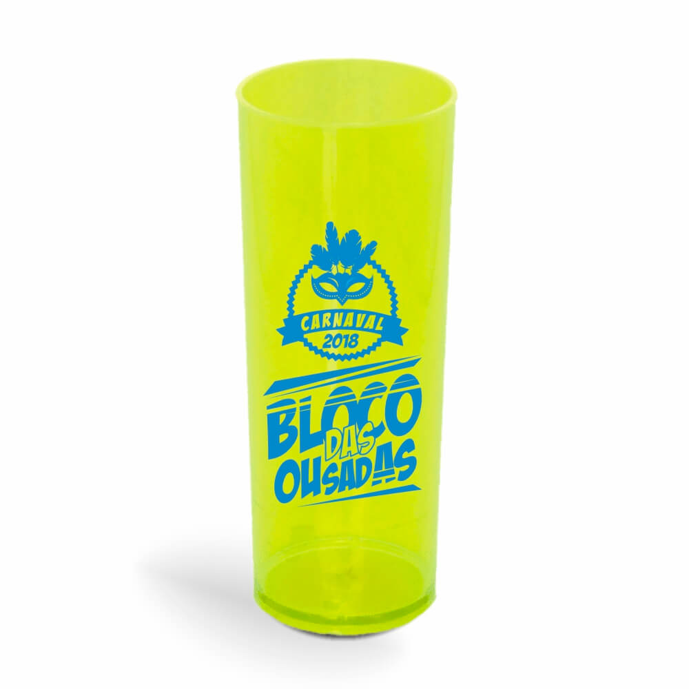 Copo Long Drink de 350ml de Cor Transparente Amarelo Neon