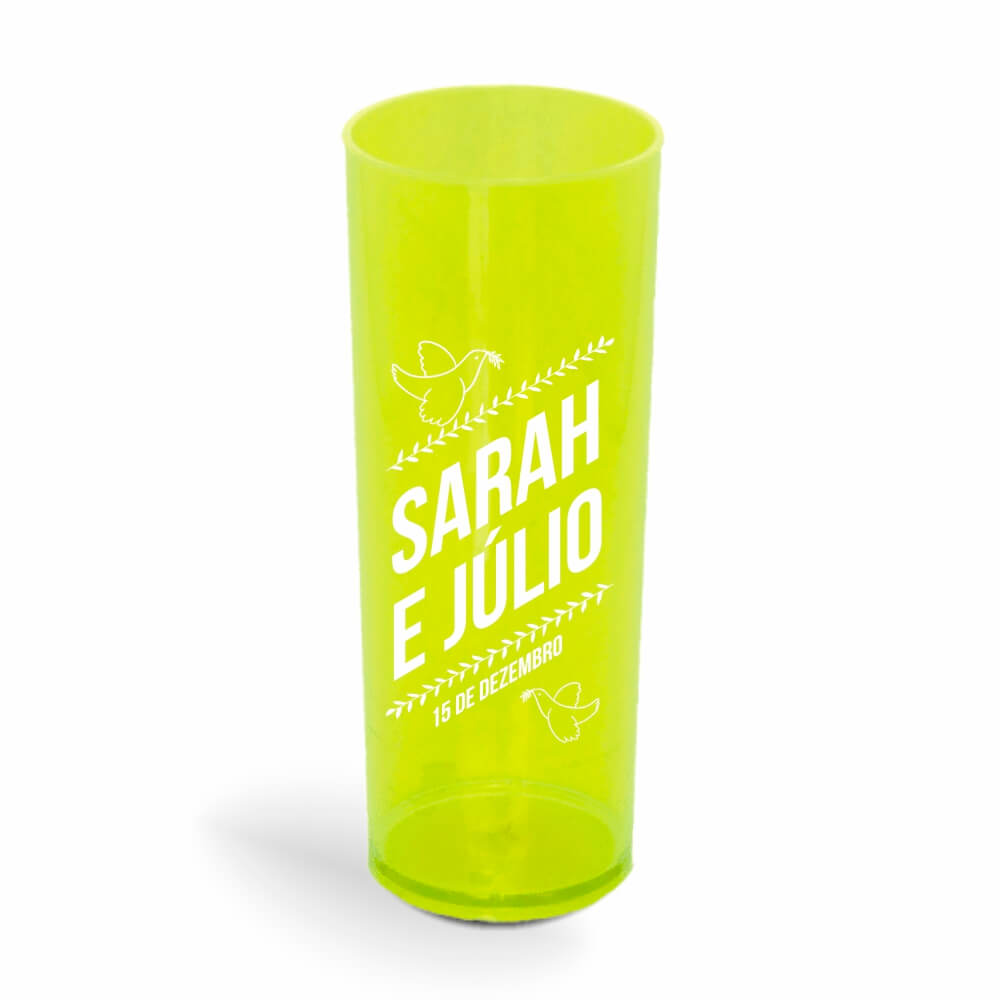 Copo Long Drink de 350ml de Cor Transparente Amarelo Neon