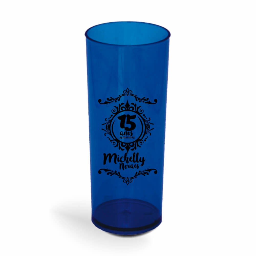 Copo Long Drink de 350ml de Cor Transparente Azul