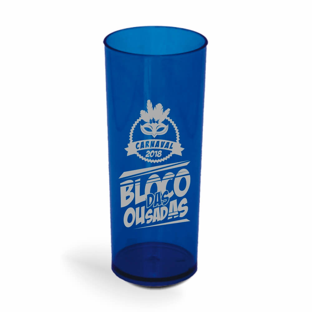 Copo Long Drink de 350ml de Cor Transparente Azul