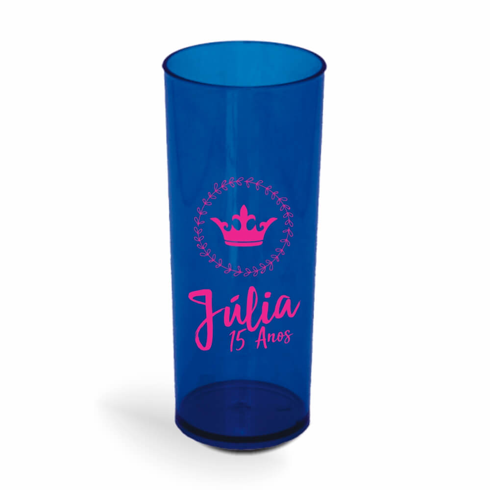 Copo Long Drink de 350ml de Cor Transparente Azul