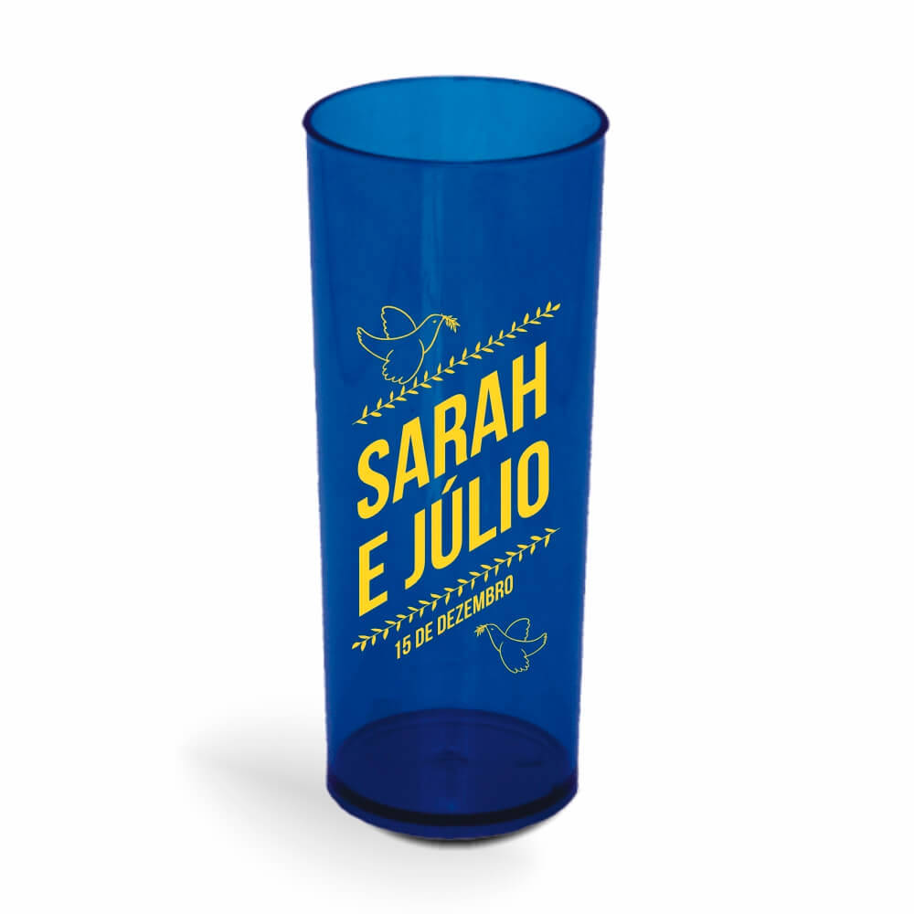 Copo Long Drink de 350ml de Cor Transparente Azul