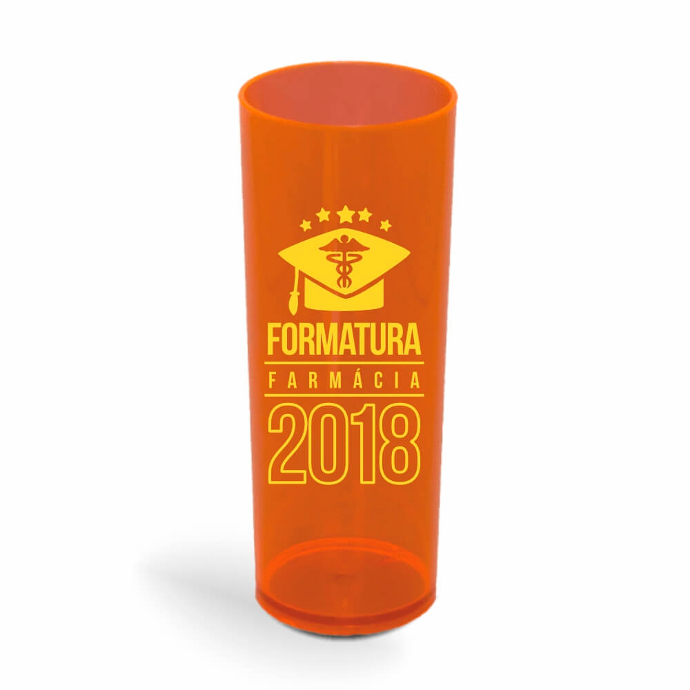 Copo Long Drink de 350ml de Cor Transparente Laranja Neon
