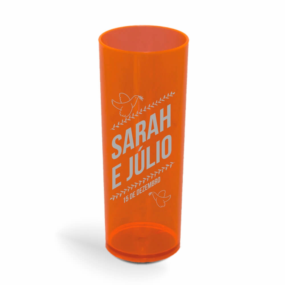 Copo Long Drink de 350ml de Cor Transparente Laranja Neon