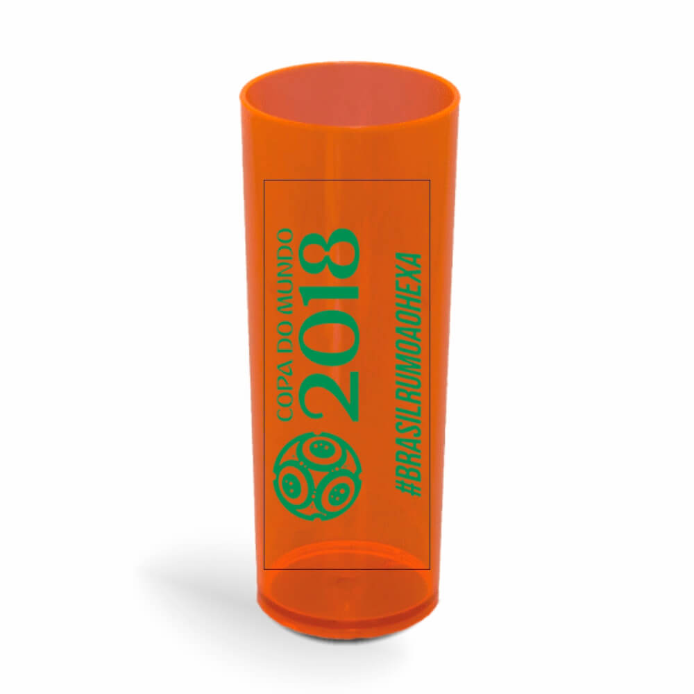 Copo Long Drink de 350ml de Cor Transparente Laranja Neon