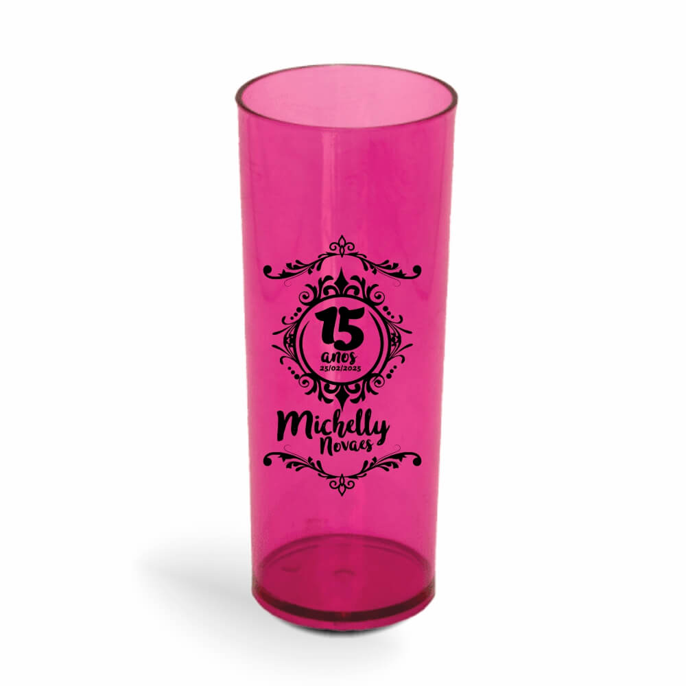 Copo Long Drink de 350ml de Cor Transparente Rosa