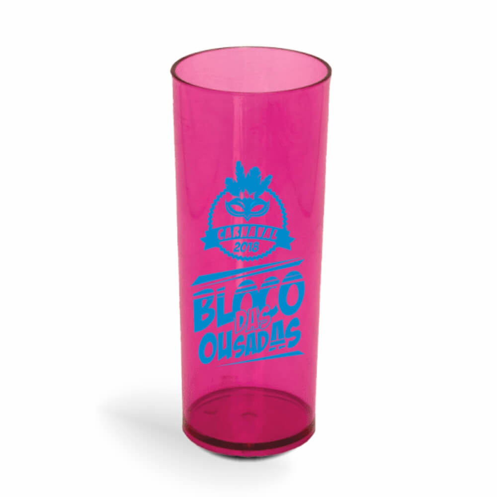 Copo Long Drink de 350ml de Cor Transparente Rosa