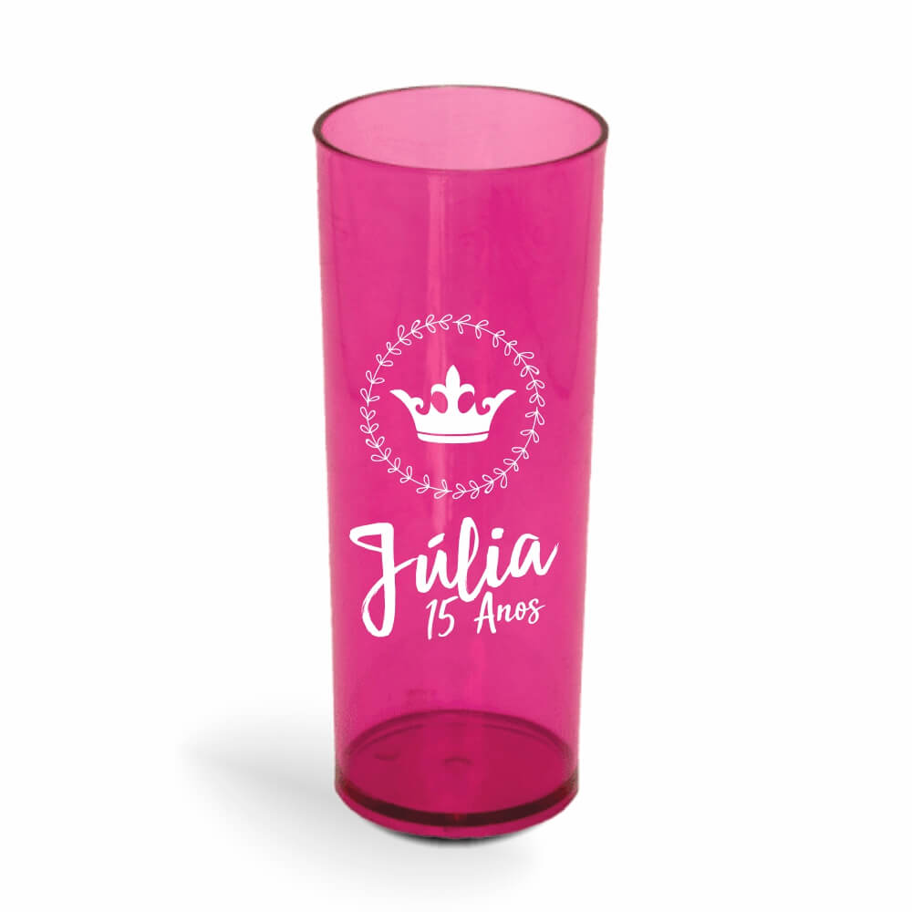 Copo Long Drink de 350ml de Cor Transparente Rosa