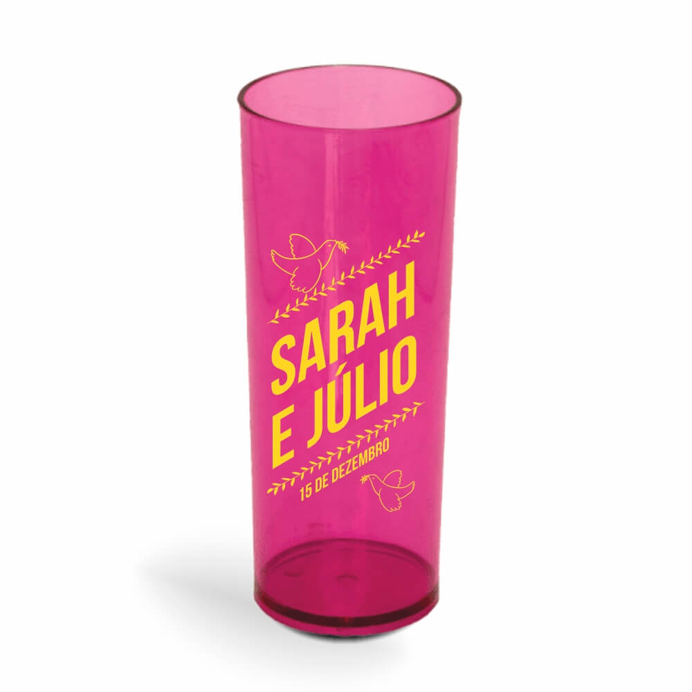 Copo Long Drink de 350ml de Cor Transparente Rosa