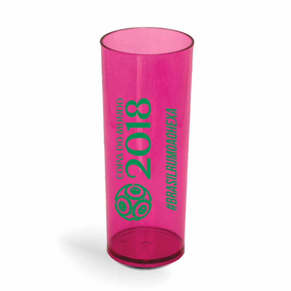 Copo Long Drink de 350ml de Cor Transparente Rosa