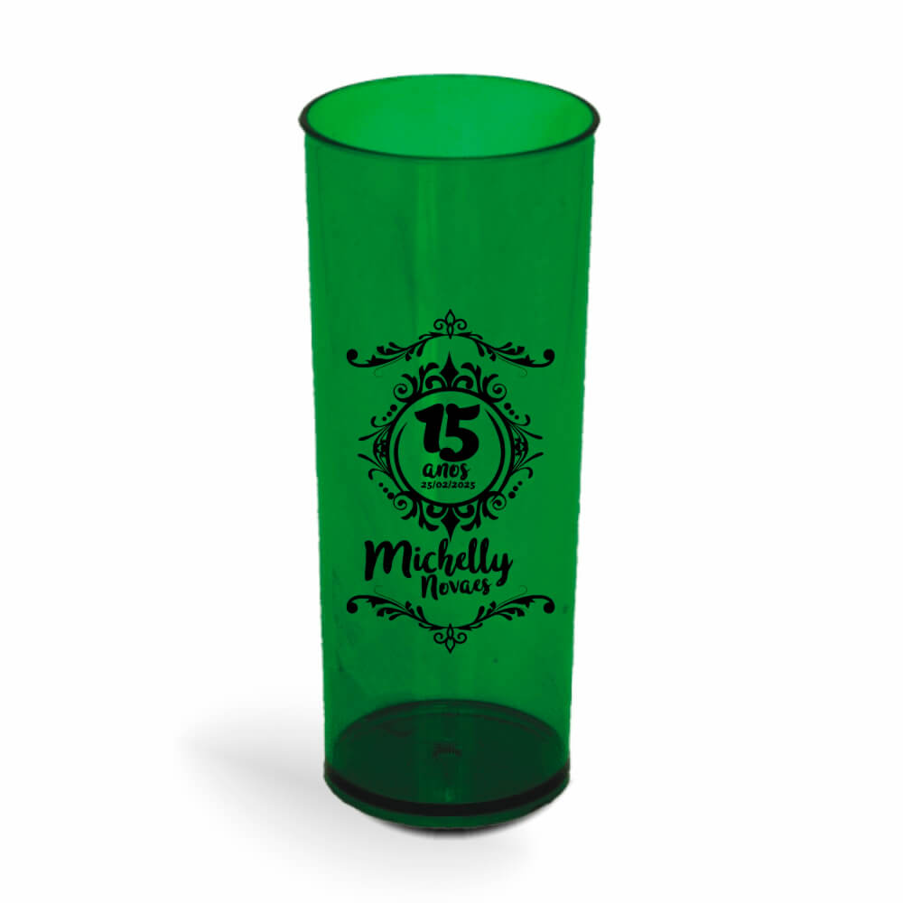 Copo Long Drink de 350ml de Cor Transparente Verde Folha