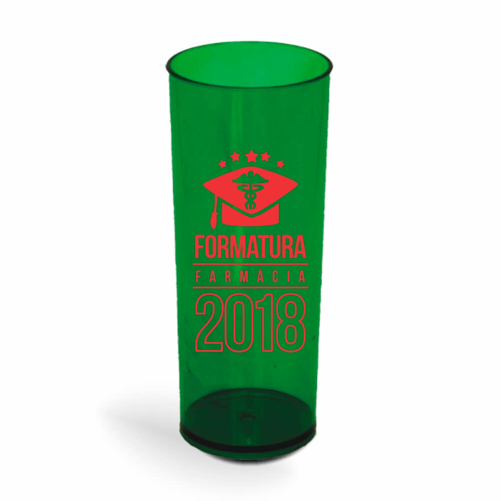 Copo Long Drink de 350ml de Cor Transparente Verde Folha