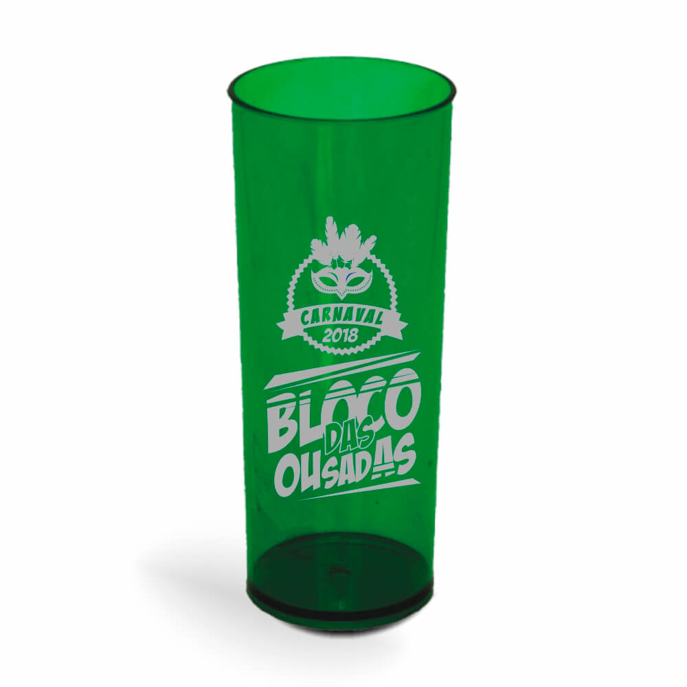 Copo Long Drink de 350ml de Cor Transparente Verde Folha