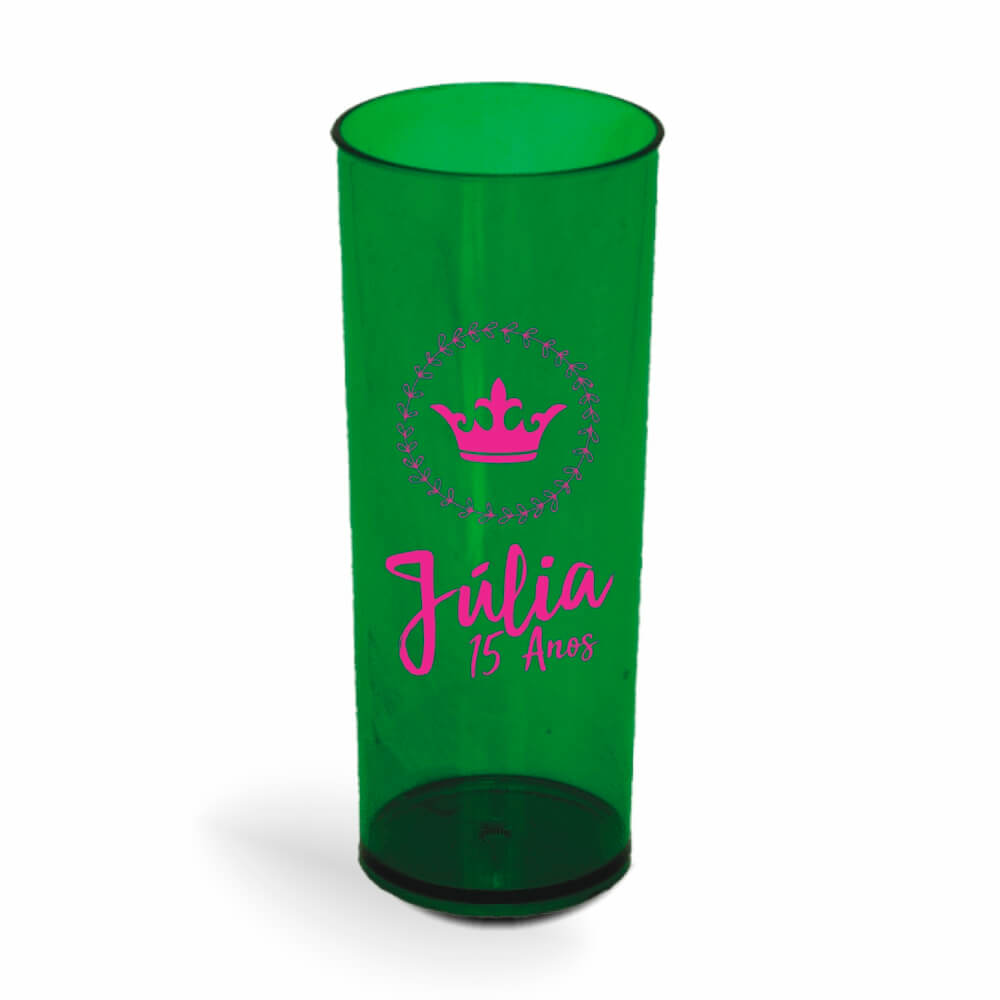 Copo Long Drink de 350ml de Cor Transparente Verde Folha