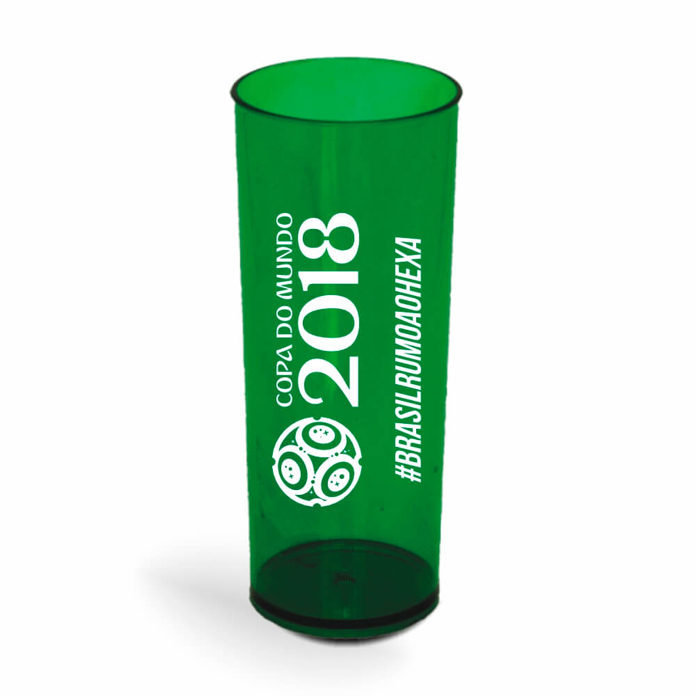 Copo Long Drink de 350ml de Cor Transparente Verde Folha