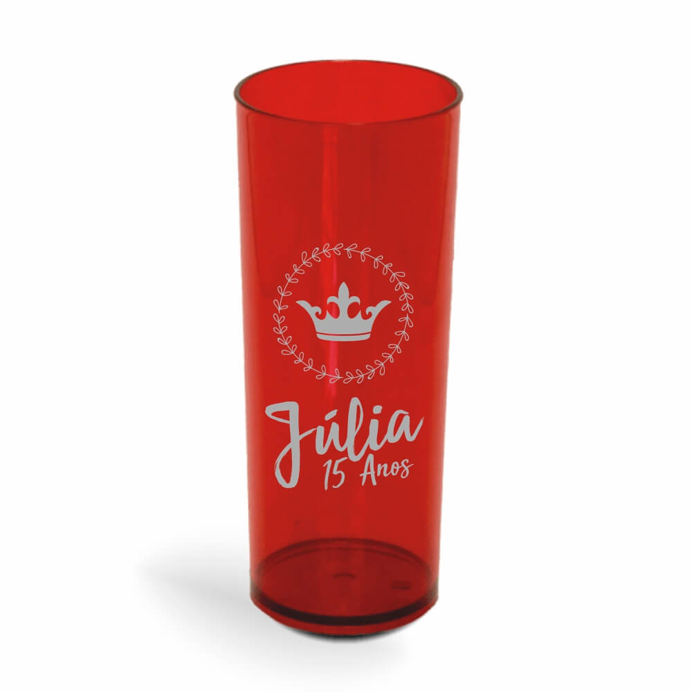 Copo Long Drink de 350ml de Cor Transparente Vermelho