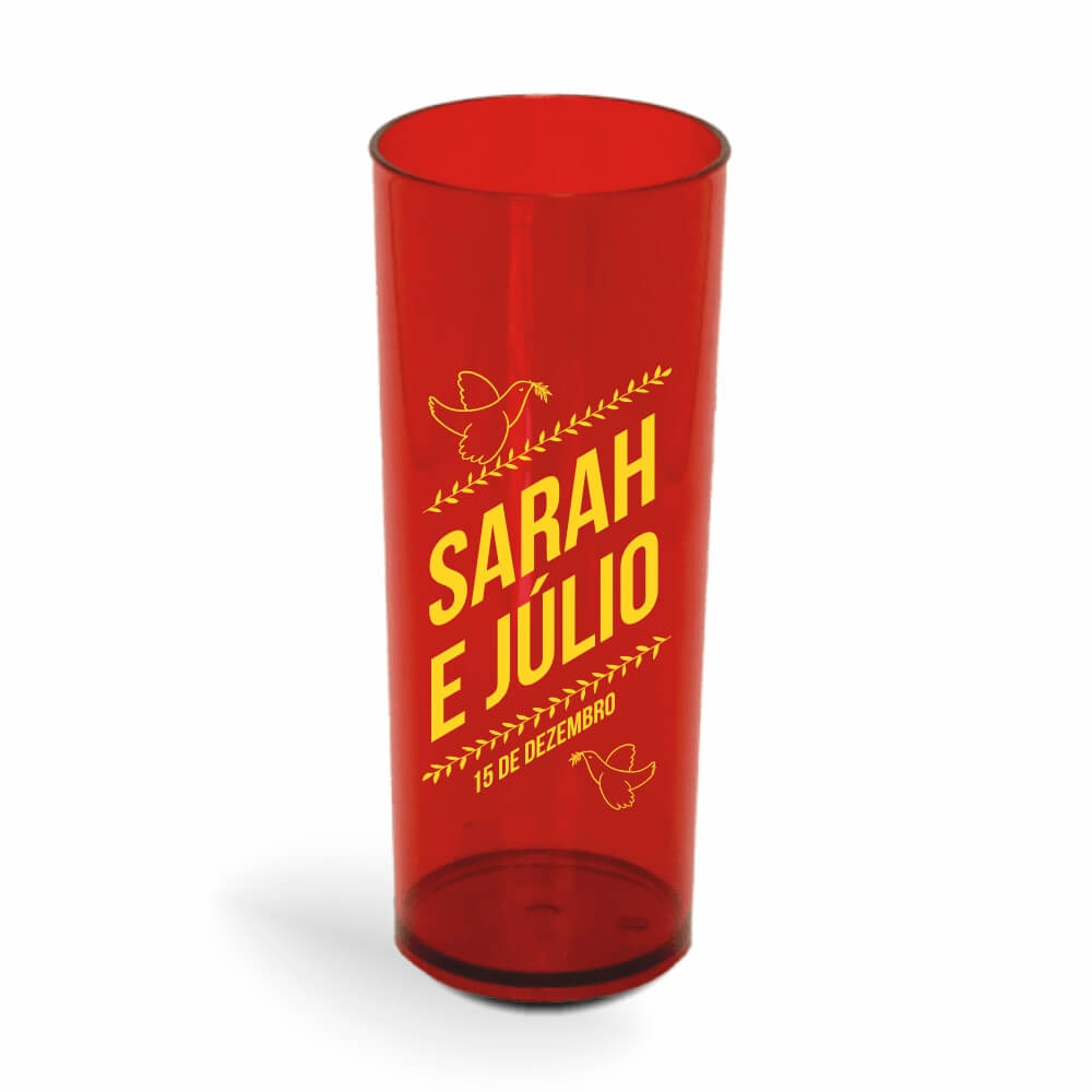 Copo Long Drink de 350ml de Cor Transparente Vermelho