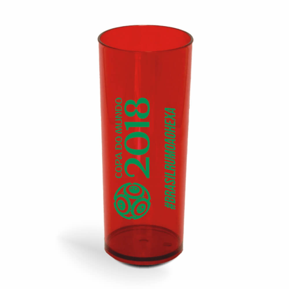 Copo Long Drink de 350ml de Cor Transparente Vermelho