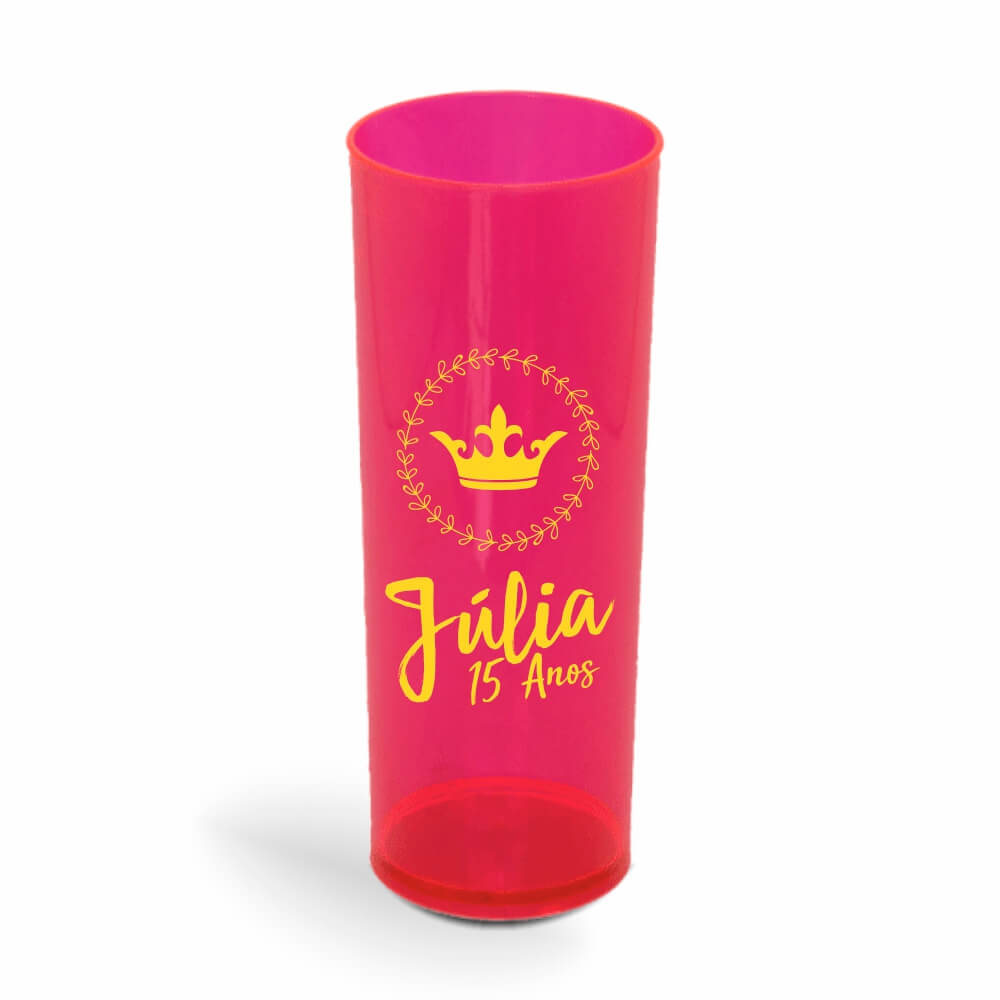 Copo Long Drink de 350ml de Cor Transparente Vermelho Neon