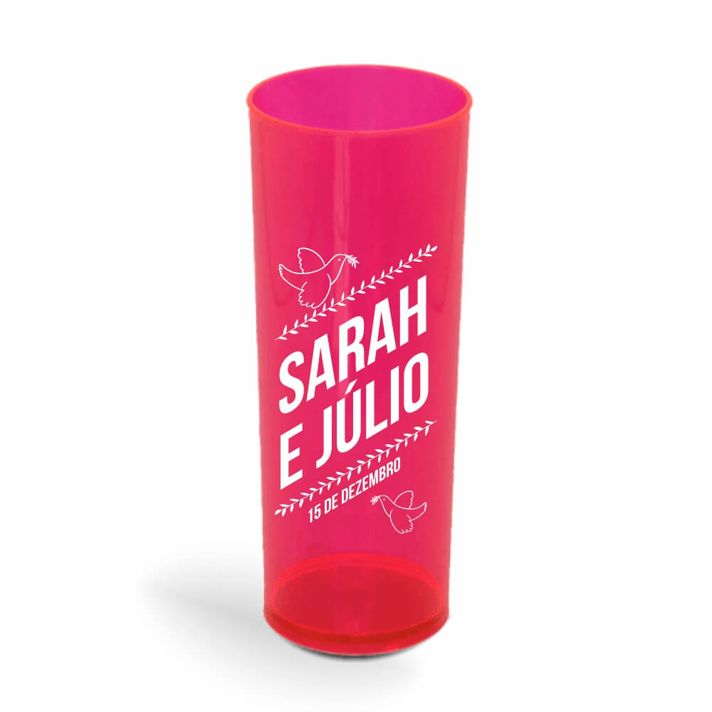 Copo Long Drink de 350ml de Cor Transparente Vermelho Neon