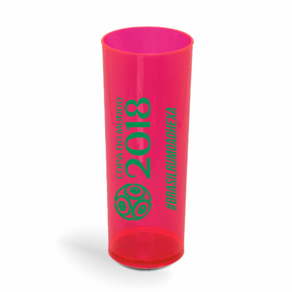 Copo Long Drink de 350ml de Cor Transparente Vermelho Neon