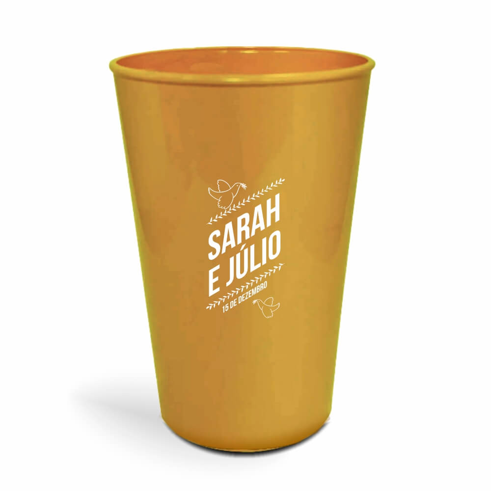 Copo Twister de 600ml de Cor Leitoso Dourado