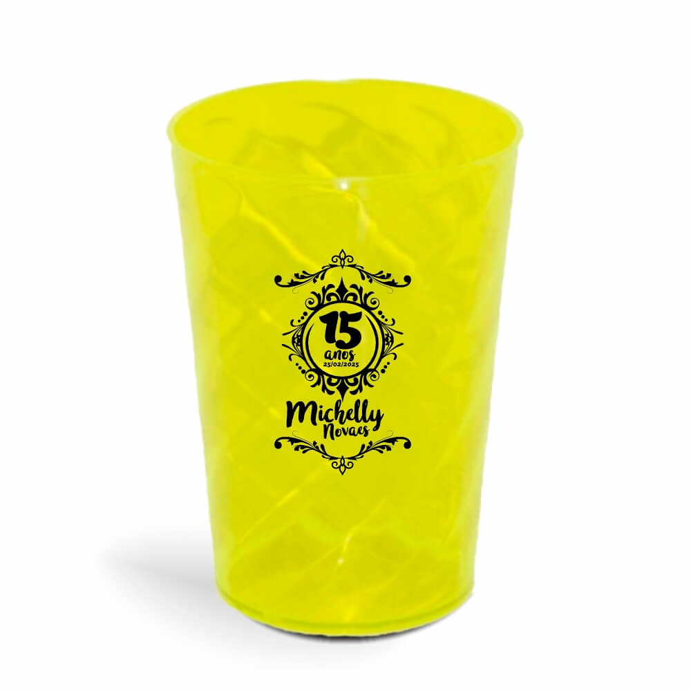 Copo Twister de 600ml de Cor Transparente Amarelo Neon