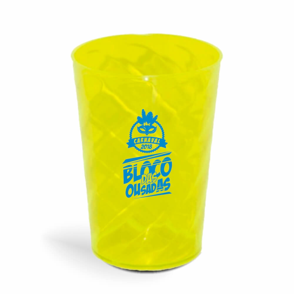 Copo Twister de 600ml de Cor Transparente Amarelo Neon