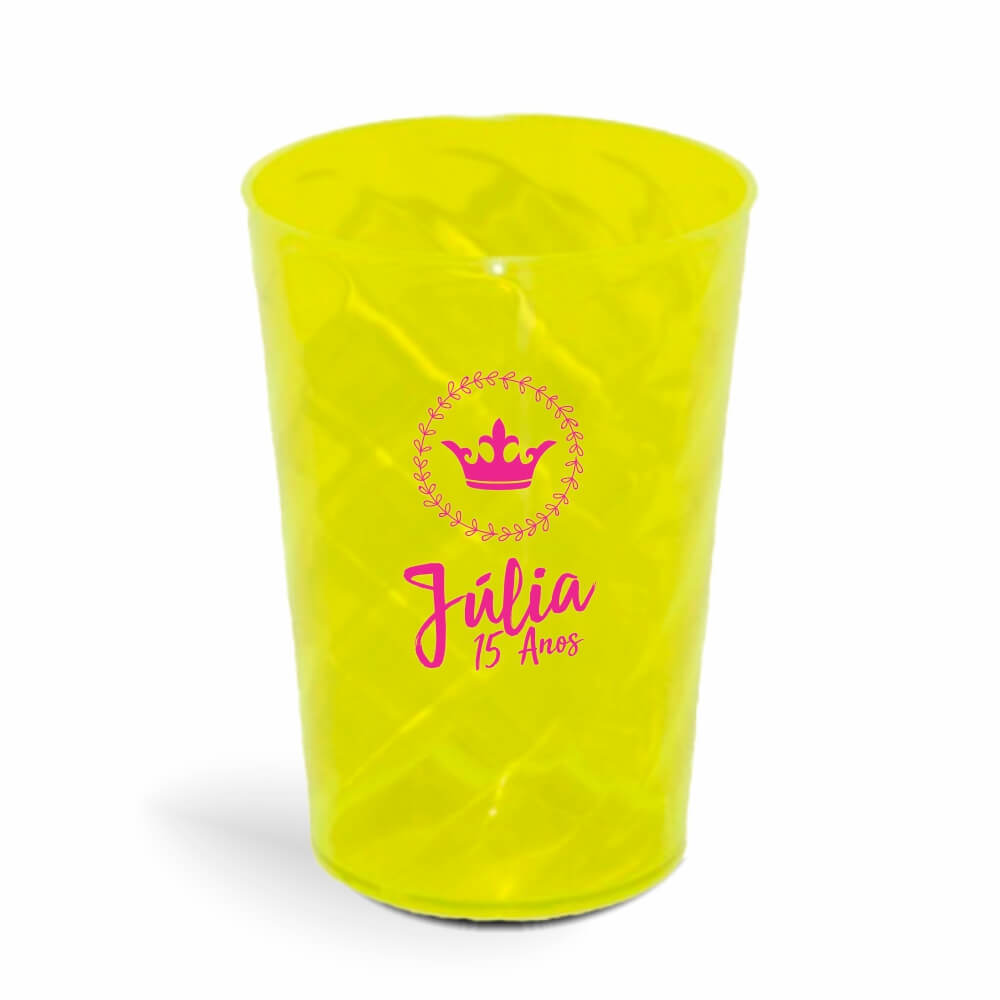 Copo Twister de 600ml de Cor Transparente Amarelo Neon
