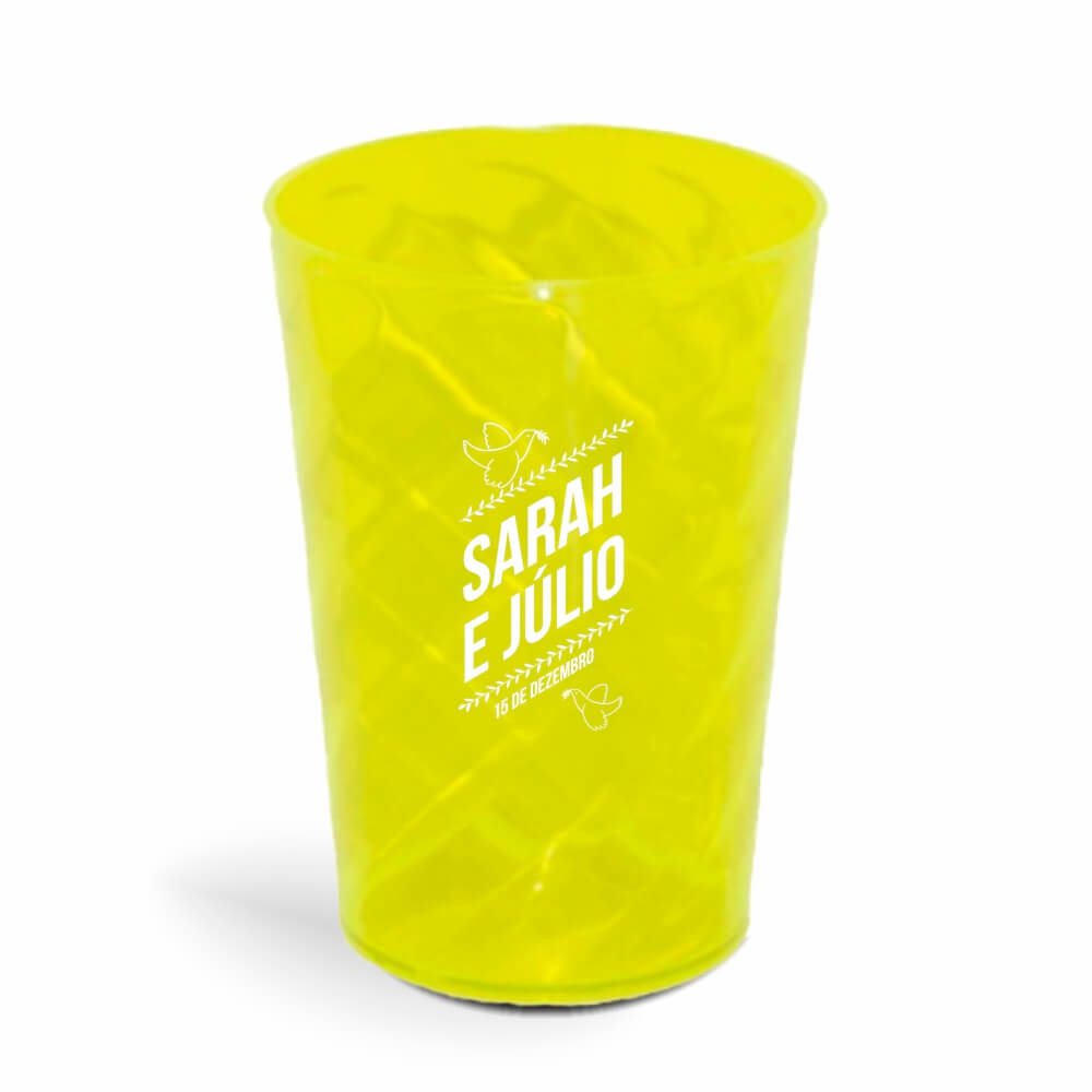 Copo Twister de 600ml de Cor Transparente Amarelo Neon