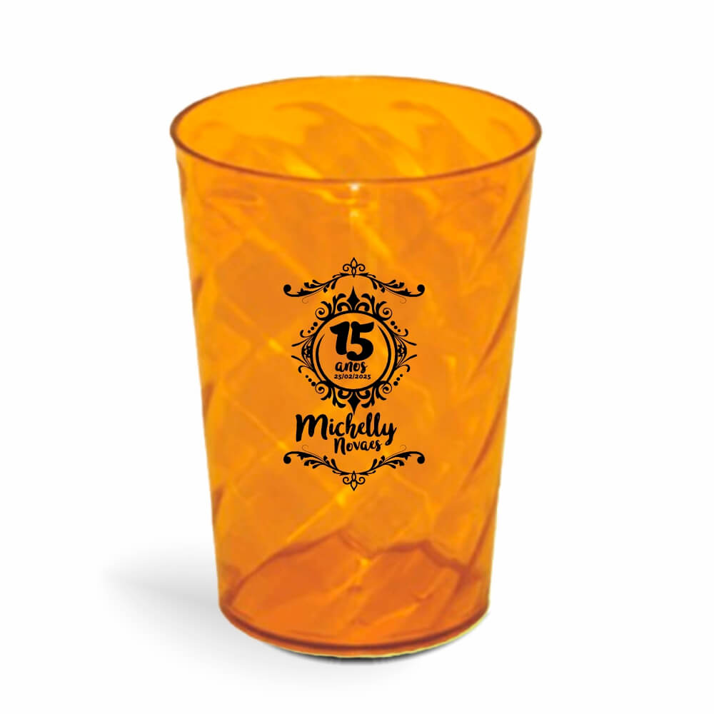 Copo Twister de 600ml de Cor Transparente Laranja