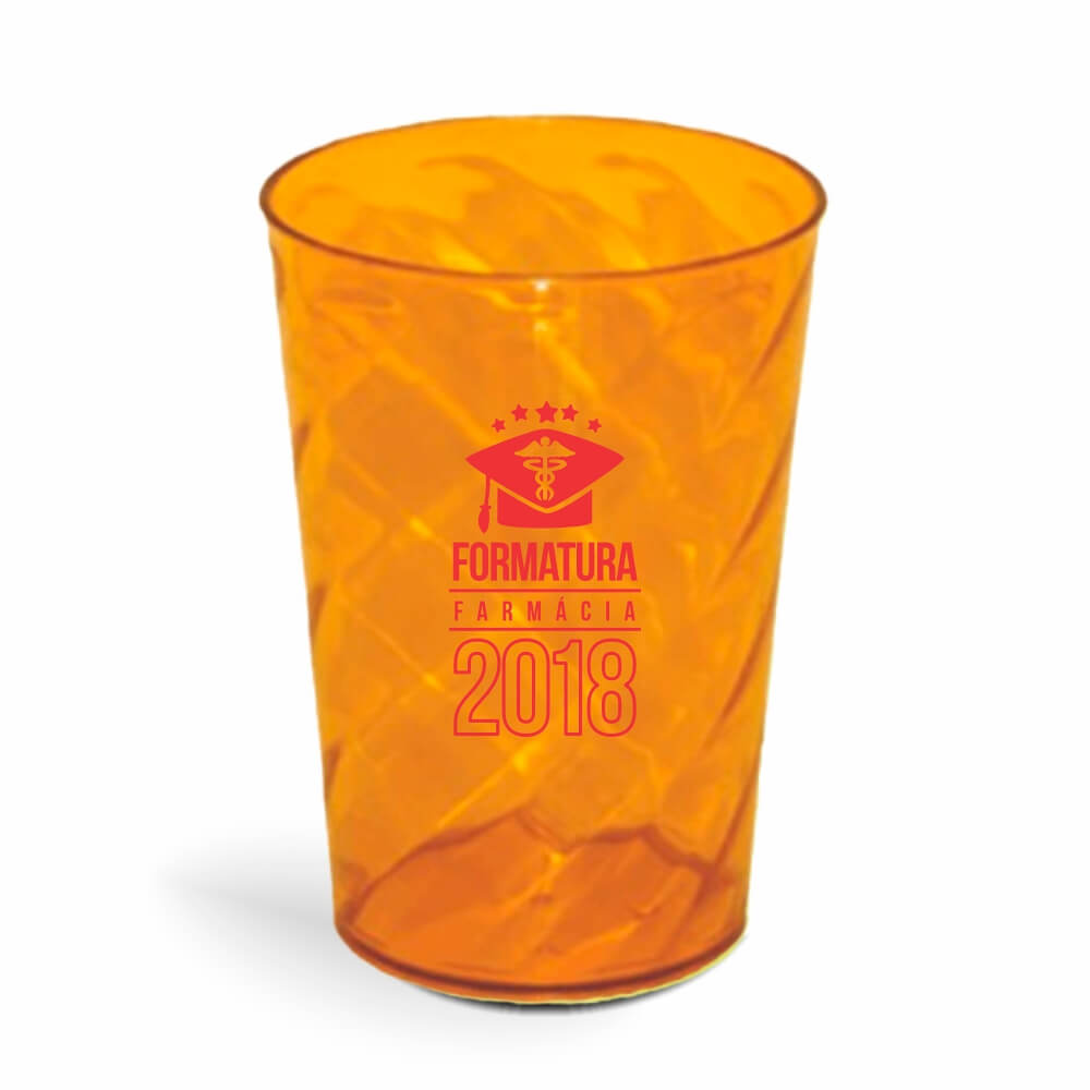 Copo Twister de 600ml de Cor Transparente Laranja
