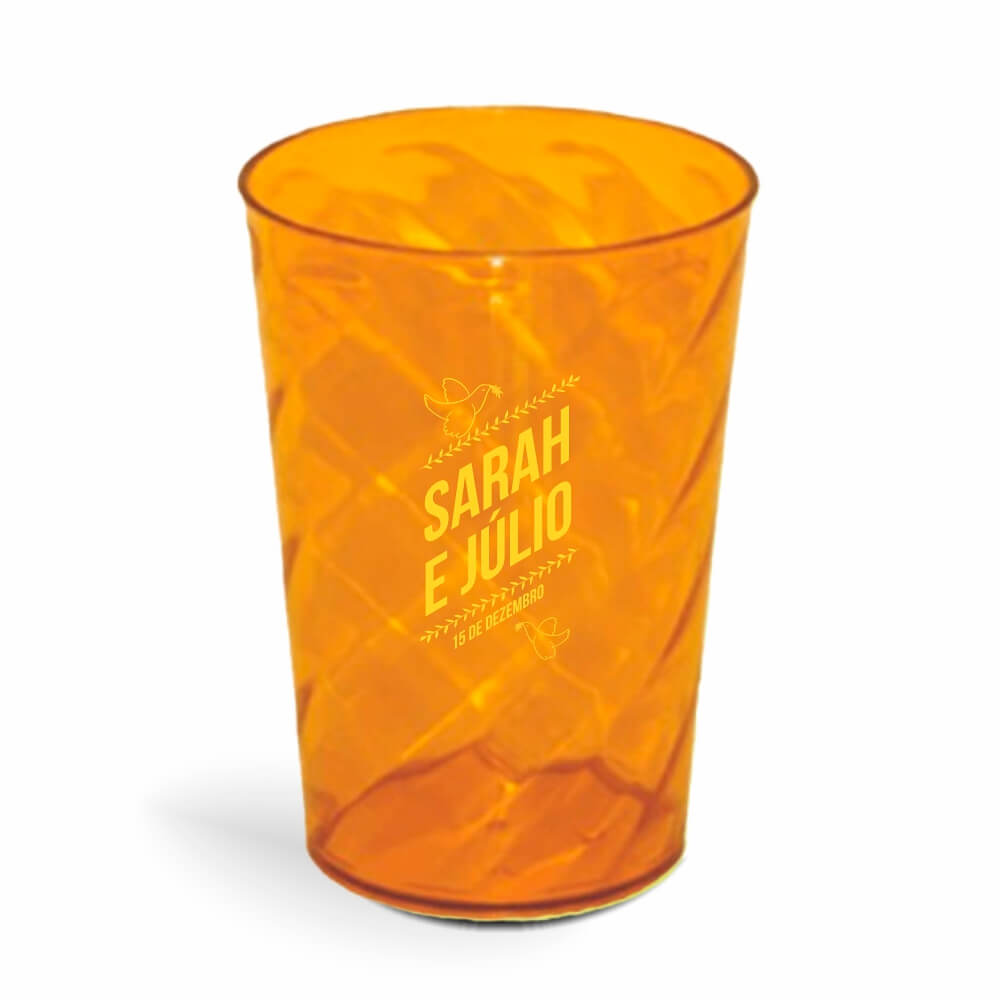 Copo Twister de 600ml de Cor Transparente Laranja