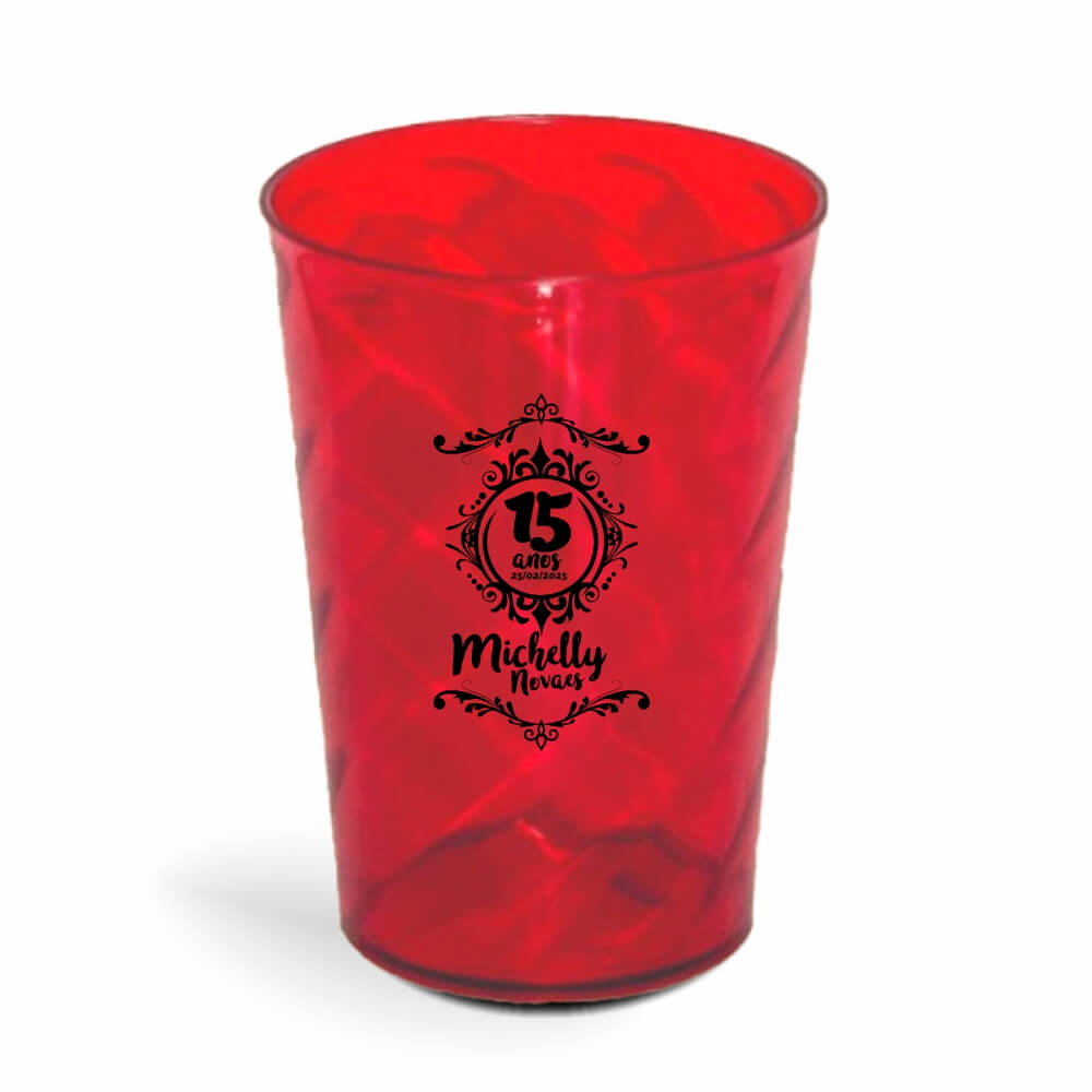 Copo Twister de 600ml de Cor Transparente Vermelho