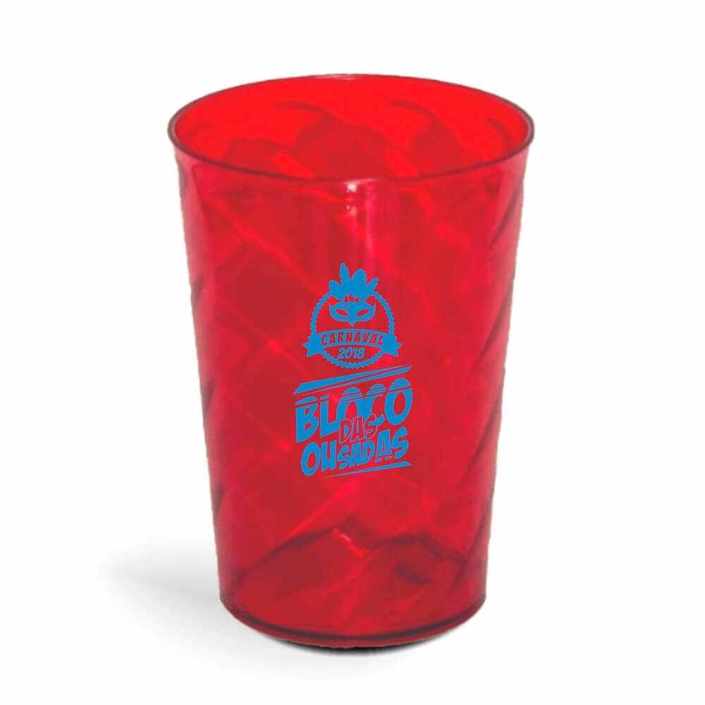 Copo Twister de 600ml de Cor Transparente Vermelho