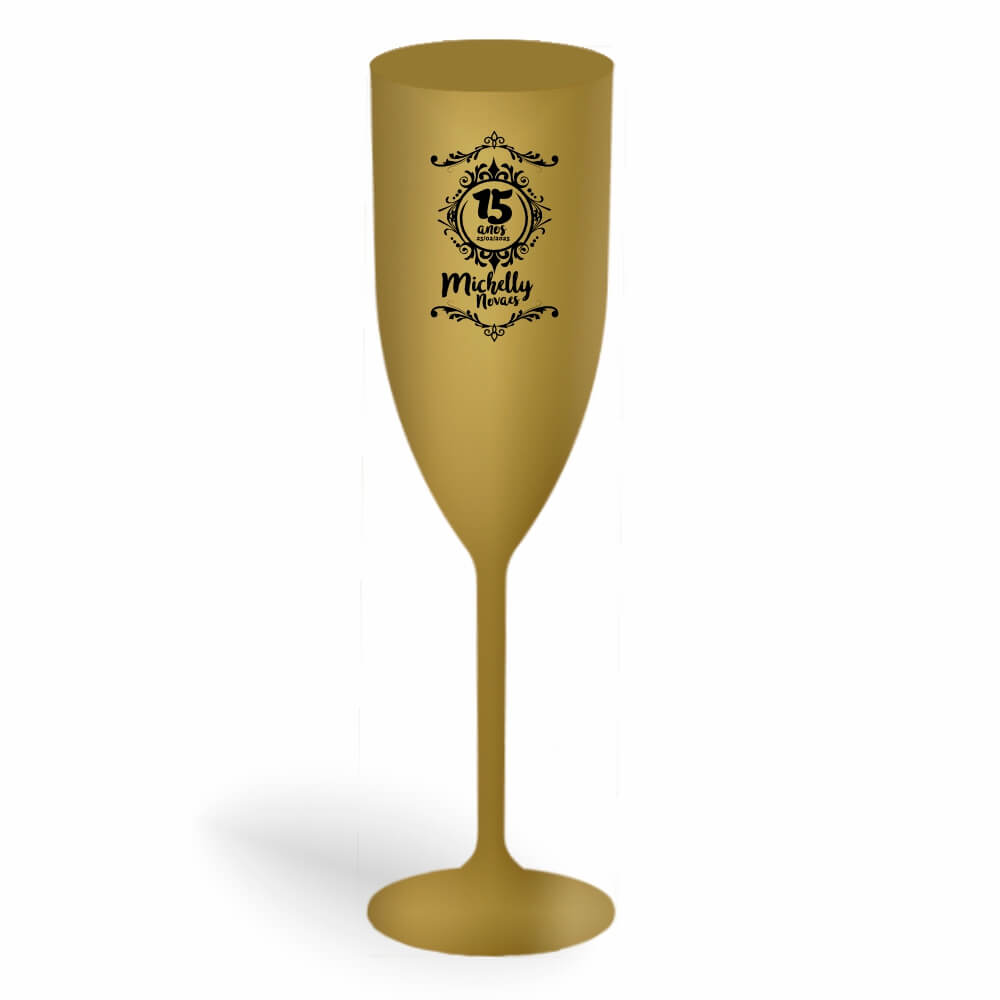 Taça de Champanhe de 180ml Dourada Leitosa