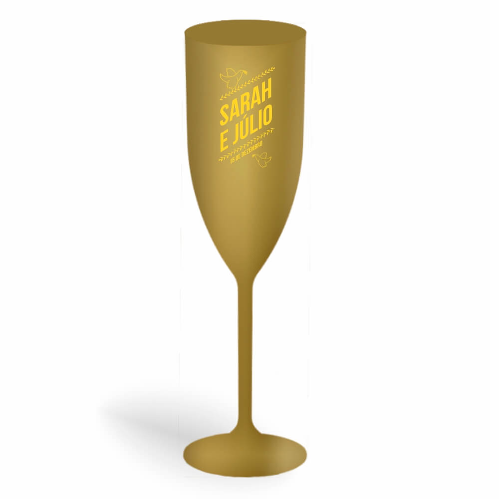 Taça de Champanhe de 180ml Dourada Leitosa