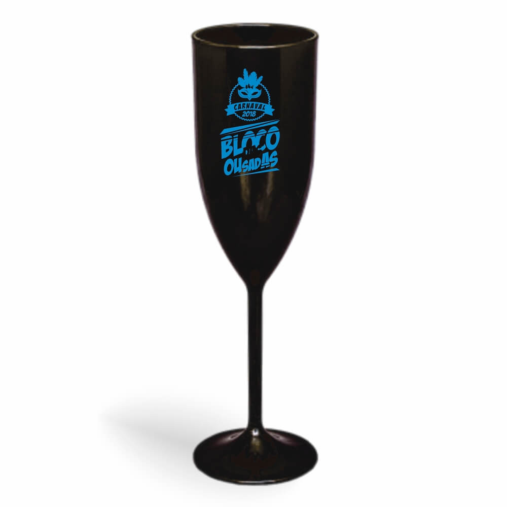 Taça de Champanhe de 180ml Preta Leitosa