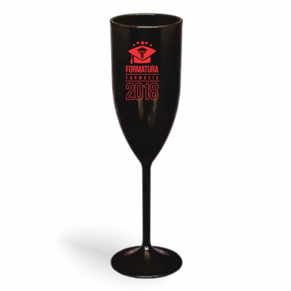 Taça de Champanhe de 180ml Preta Leitosa