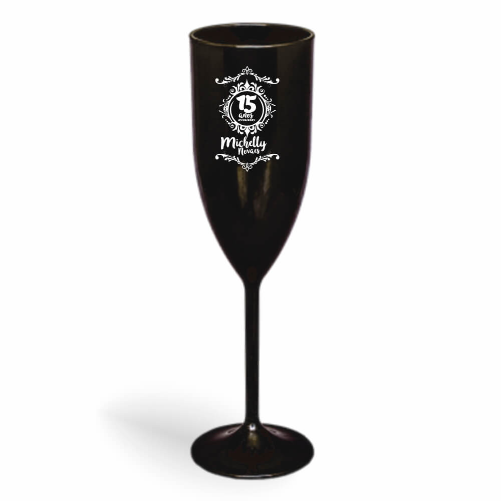 Taça de Champanhe de 180ml Preta Leitosa