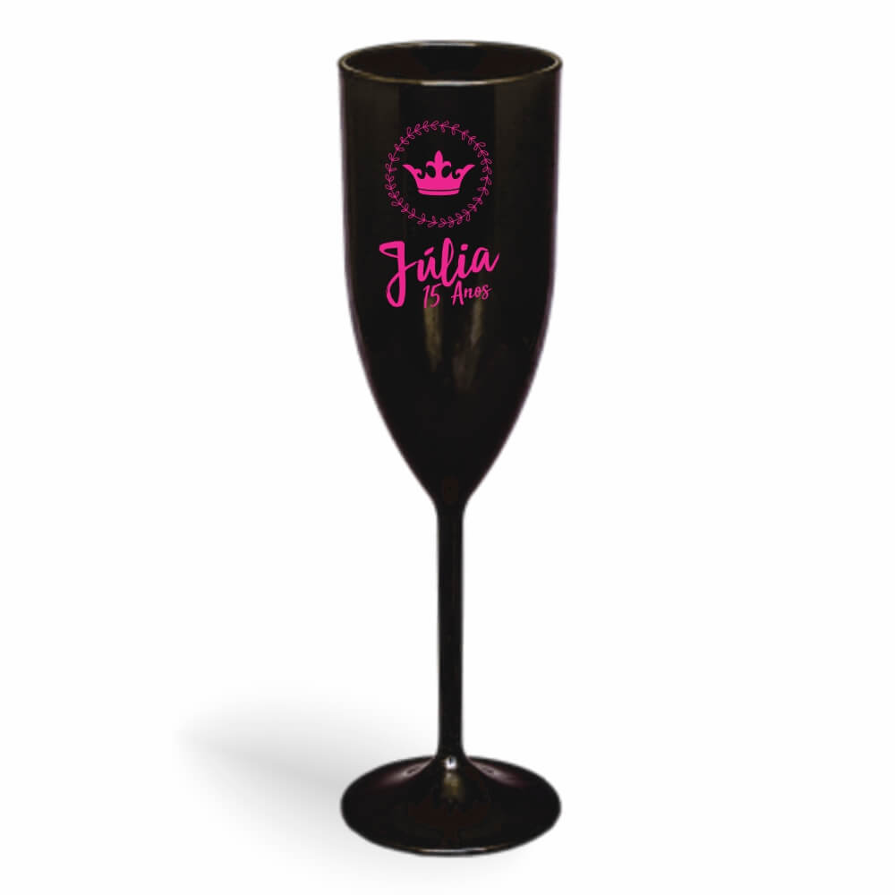 Taça de Champanhe de 180ml Preta Leitosa