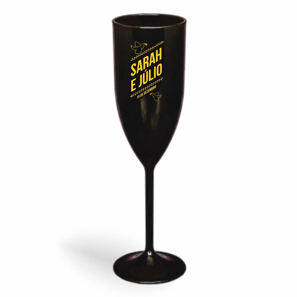 Taça de Champanhe de 180ml Preta Leitosa