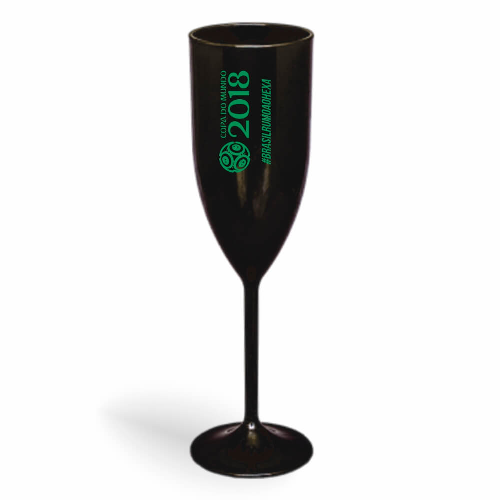 Taça de Champanhe de 180ml Preta Leitosa