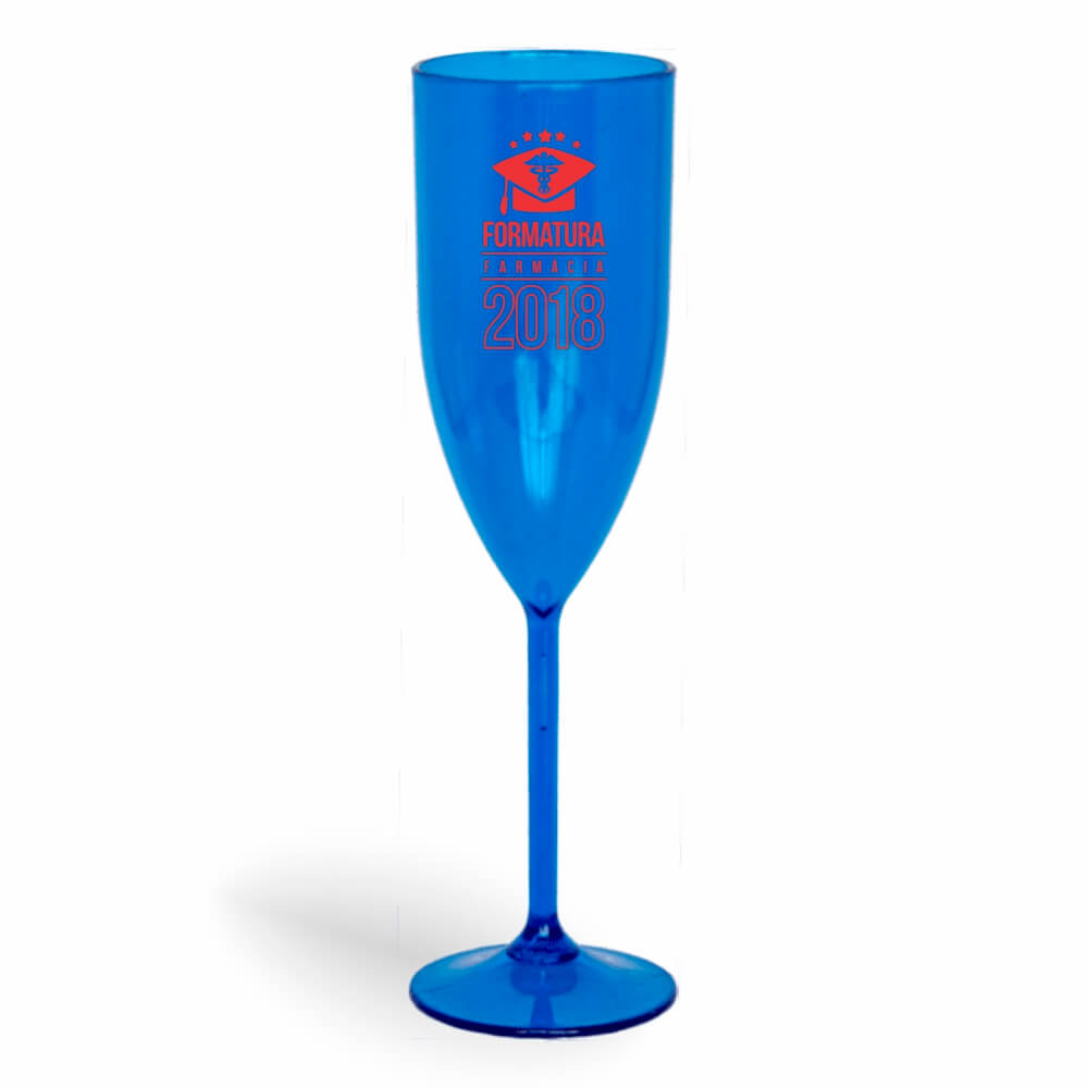 Taça de Champanhe de 180ml Azul Transparente