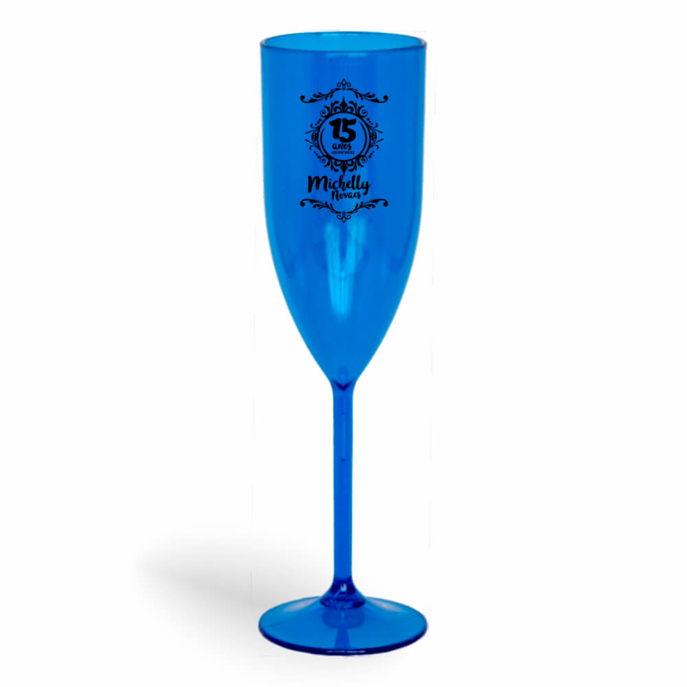 Taça de Champanhe de 180ml Azul Transparente