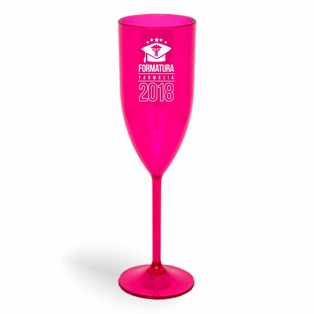 Taça de Champanhe de 180ml Rosa Transparente