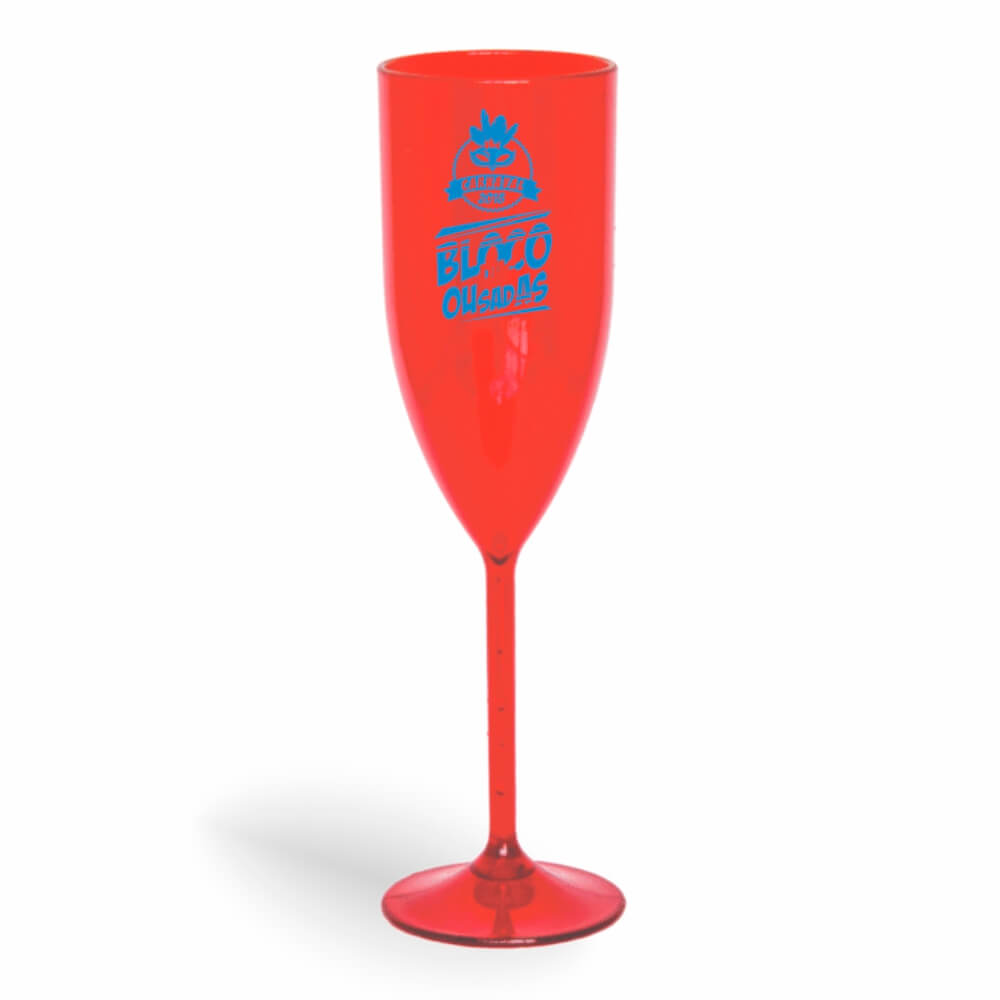 Taça de Champanhe de 180ml Vermelha Transparente