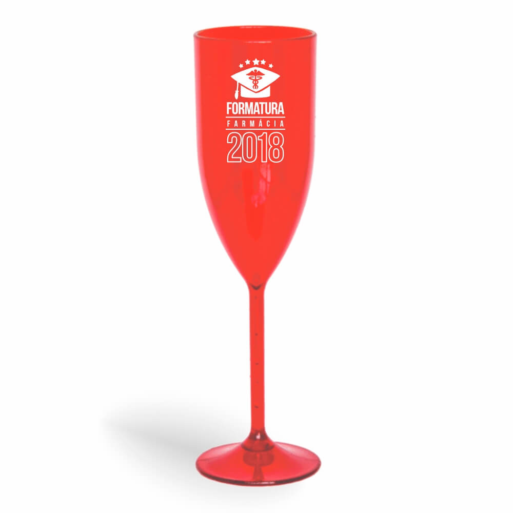 Taça de Champanhe de 180ml Vermelha Transparente