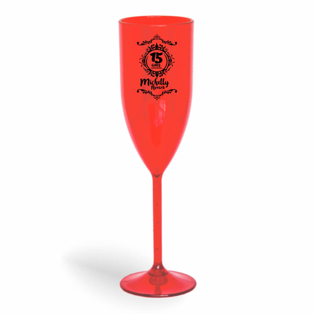 Taça de Champanhe de 180ml Vermelha Transparente