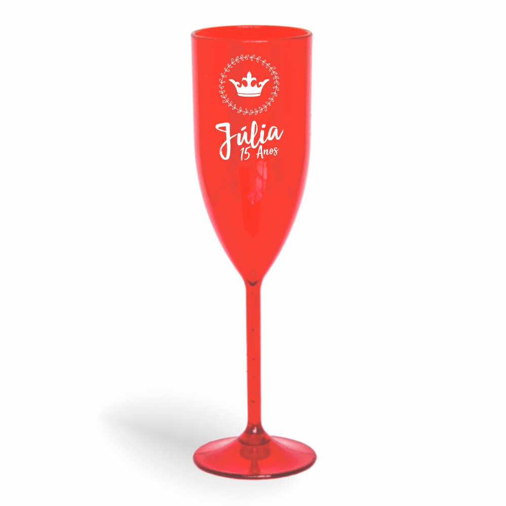 Taça de Champanhe de 180ml Vermelha Transparente